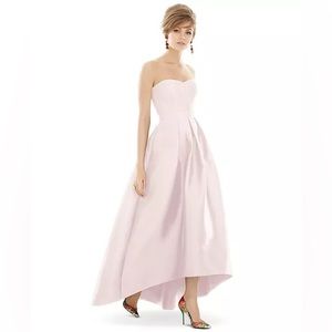Alfred Sung Strapless High-Low Maxi Dress in Blush Pink